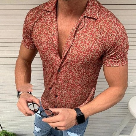 Lapel Casual Printed Short Sleeves