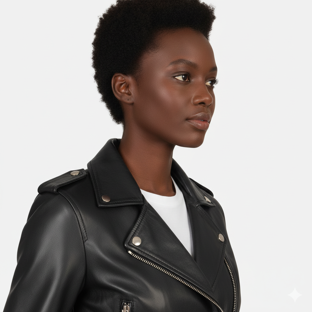 Women's Alison Black Leather Biker Jacket – Noir Mode