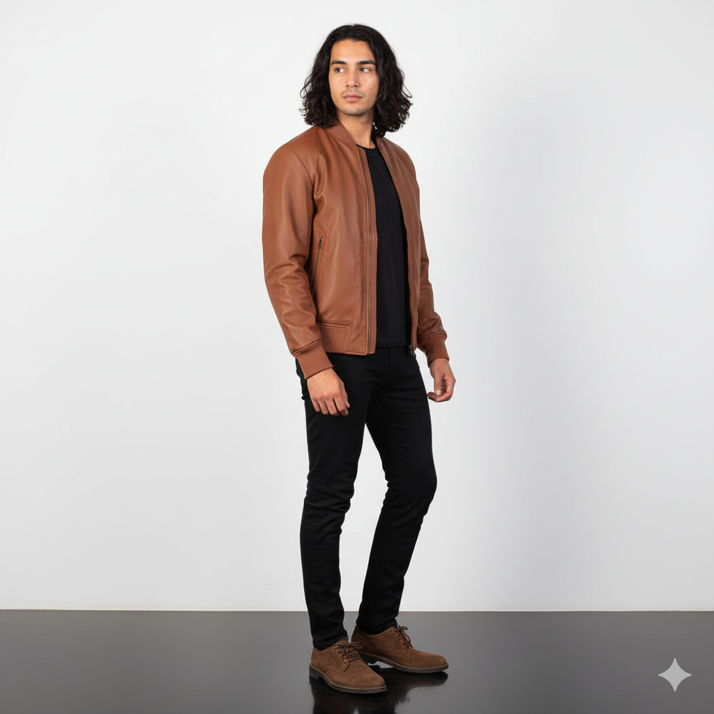 Men's Shane Brown Leather Bomber Jacket – The Jacket Maker