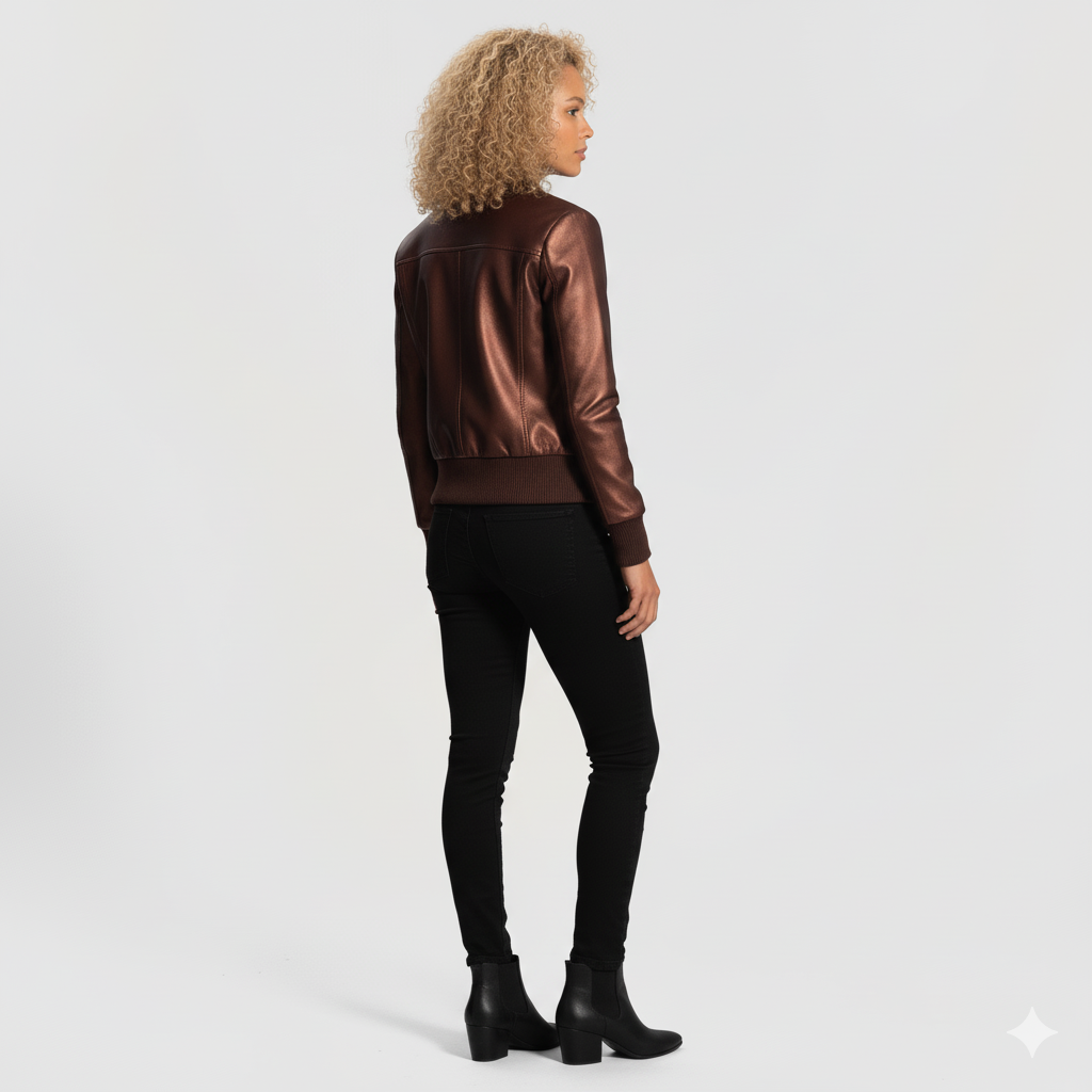 Women's Reida Maroon Leather Bomber Jacket – Noir Mode