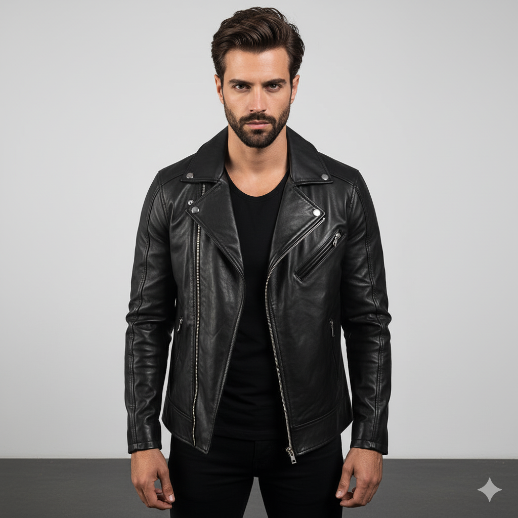 Men's Legacy Black Leather Biker Jacket – The Jacket Maker