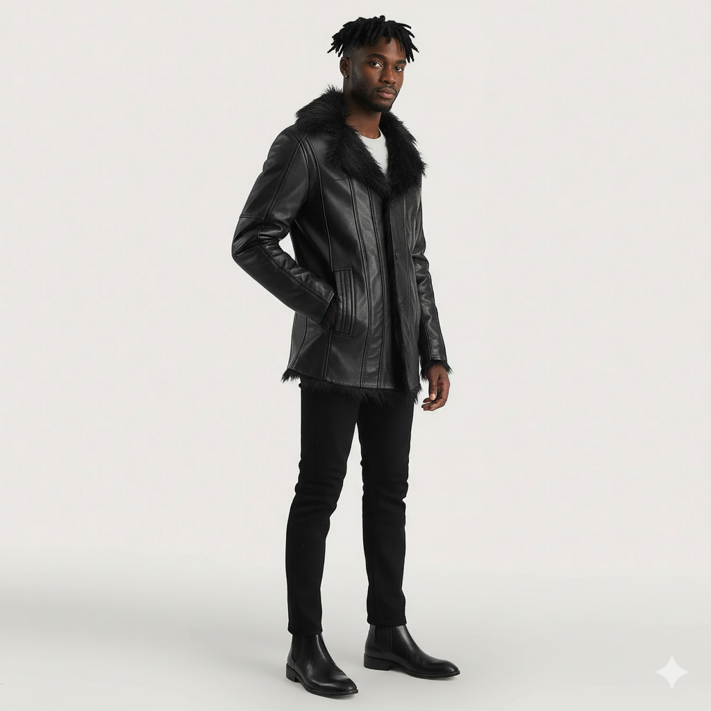 Men's Furcliff Black Leather Coat – The Jacket Maker